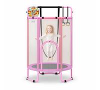 HOMASIS 6 in 1 Trampolino Elastico per Bambini | Tappeto Fitness da Salto per Interno e Esterno, con Altalena, Canestro, Bersaglio Freccette, Anelli e Sbarra da Ginnastica