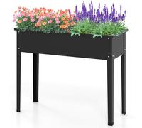 HOMASIS Aiuola Rialzata da Esterno in Ferro, Orto Rialzato Rettangolare per Balcone, Giardino e Terrazza, Fioriera Alta per Piante, Erbe, Fiori (Nero, 100 x 40 x 80 cm)