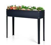 HOMASIS Aiuola Rialzata da Esterno in Ferro, Orto Rialzato Rettangolare per Balcone, Giardino e Terrazza, Fioriera Alta per Piante, Erbe, Fiori (Grigio, 100 x 30 x 80 cm)