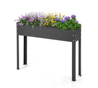 HOMASIS Aiuola Rialzata da Esterno in Ferro, Orto Rialzato Rettangolare per Balcone, Giardino e Terrazza, Fioriera Alta per Piante, Erbe, Fiori (Nero, 102 x 26,5 x 80 cm)