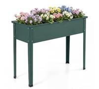 HOMASIS Aiuola Rialzata da Esterno in Ferro, Orto Rialzato Rettangolare per Balcone, Giardino e Terrazza, Fioriera Alta per Piante, Erbe, Fiori (Verde, 60 x 27 x 45 cm)