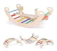 HOMASIS Arco da Arrampicata per Bambini, Cavallo a Dondolo per Bambini in Legno, Parco Giocattolo Educativo da Interno per Bambini da 1+ Anni (Colorato)