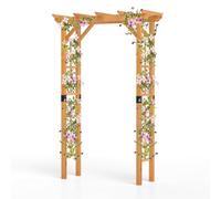 HOMASIS Arco da Giardino in Legno, Arco per Rampicanti con Tettoia e Traliccio, Pergolato da Esterno per Rose, Glicine, Palloncini, Decorazione da Giardino per Festa e Matrimonio (Tetto Piatto)
