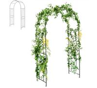 HOMASIS Arco da Giardino, Sostegno per Piante con Tubo in Acciaio Ondulato, Arco per Rose Rampicanti, Decorazioni Giardino per Feste, Matrimoni (120 x 56 x 220 cm)