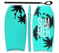 HOMASIS Bodyboard Surf da Tavola con Cavo di Trazione da 90 cm, Tavola da Surf per Bambini e Adulti, Tavola da Onda con Nucleo in Schiuma EPS e Motivo di Alberi di Cocco (83 x 47 x 5,5 cm)
