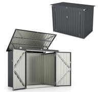 HOMASIS Capannone da Giardino, Casetta Metallica con Tetto Inclinato da Esterno, Porta Attrezzi da Giardino con Doppia Porta con Serrature e Due Chiavi per Fattoria, 172 x 101 x 130 cm (Grigio)