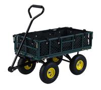 HOMASIS Carrello da Giardino Portatutto con 4 Ruote Grandi, Maniglia Regolabile, Rete Rimovibile, Fodera, Carretto Trasporto Porta Attrezzi, Carriola a Mano per Spiaggia, Campeggio, Portata 410 kg