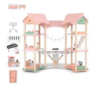 HOMASIS Casa delle Bambole in Legno per Bambini, Bella Casa da Sogno Principessa per Bambole, Casseta da Gioco per Bambini 3+ Anni (Modello 1, 100 x 48 x 85,5 cm)