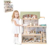 HOMASIS Casa delle Bambole in Legno per Bambini, Bella Casa da Sogno Principessa per Bambole, Casseta da Gioco per Bambini 3+ Anni (Modello 2, 63 x 25 x 78 cm)
