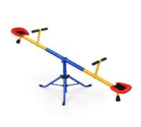 HOMASIS Dondolo per bambini a 2 posti, Sottoposto da esterno con girevole a 360° e chiavistello per le gambe, fino a 60 kg di carico, dondolo per bambini dai 3 agli 8 anni, 182 x 29 x 86 cm, colorato