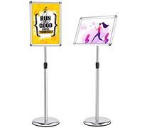 HOMASIS Espositore A4/A3 Regolabile in Altezza, Porta Menu Ristorante in Alluminio, Porta Poster per Cornice Girevole a 360° con Base, Supporto per Presentazioni per Clienti, Pubblicità (Argento, A3)