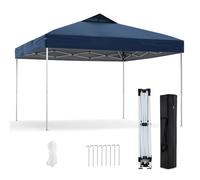 HOMASIS Gazebo Pieghevole 3 x 3 m con Protezione UV 50+, Altezza Regolabile, 1 Blocco Centrale, Borsa per il Trasporto, Padiglione da Giardino per Festa (Blu)