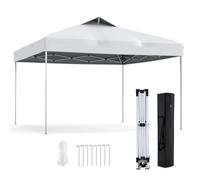 HOMASIS Gazebo Pieghevole 3 x 3 m con Protezione UV 50+, Altezza Regolabile, 1 Blocco Centrale, Borsa per il Trasporto, Padiglione da Giardino per Festa (Bianco)