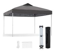 HOMASIS Gazebo Pieghevole 3 x 3 m con Protezione UV 50+, Altezza Regolabile, 1 Blocco Centrale, Borsa per il Trasporto, Padiglione da Giardino per Festa (Grigio)