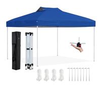 HOMASIS Gazebo Pieghevole 3 x 3 m con Protezione UV 50+, Altezza Regolabile, 1 Blocco Centrale, Borsa per il Trasporto, Padiglione da Giardino per Festa (Blu)