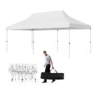 HOMASIS Gazebo Pieghevole Esterno Resistente con Tetto a Scomparsa, Protezione UV 50+, Tenda Regolabile in Altezza, Padiglione da Giardino con Borsa per Matrimonio, Festa, 3x6M (Bianco)