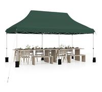 HOMASIS Gazebo Pieghevole Esterno Resistente con Tetto a Scomparsa, Protezione UV 50+, Tenda Regolabile in Altezza, Padiglione da Giardino con Borsa per Matrimonio, Festa, 3x6M (Verde)