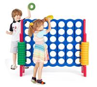 HOMASIS Gioco del 4 in Fila Grande, Forza 4 Gigante con 42 Anelli e Scorrimenti, Gioco di Strategia da Tavolo XXL, Giocattolo per Bambini e Adulti all'Aperto per Feste, Compleanno (Rosso)