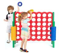 HOMASIS Gioco del 4 in Fila Grande, Forza 4 Gigante con 42 Anelli e Scorrimenti, Gioco di Strategia da Tavolo XXL, Giocattolo per Bambini e Adulti all'Aperto per Feste, Compleanno (Verde)