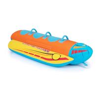 HOMASIS Gommone Gonfiabile Mare a Forma di Banana, Cavalcabile Gonfiabile Mare con Scarico e Corda di Traino, Materassino Piscina per 3 Persone, Portata 231 kg, 252 x 108 x 51 cm