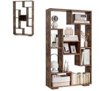 HOMASIS Libreria Scaffale con 9 Scomparti, Scaffale Aperto a Cubo, Libreria Verticale in Legno, Mobile Portaoggetti con Protezione Antiribaltamento, Divisorio per Soggiorno, 70x20x120cm (Industriale)