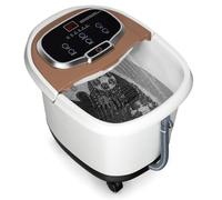 HOMASIS Massaggiatore per piedi con rulli, scaldapiedi elettrico massaggiatore per doccia, massaggiatore per bagno elettrico Timer da 10-60 minuti/35-48 ℃/500 W, 46 x 37,5 x 38,5 cm (marrone)