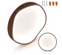 HOMASIS Plafoniera Led Soffitto da 24W, Lampadario Camera da Letto 3000K, Lampadario a Sospensione con Venatura del Legno, Luce di Ø41,5cm, Lampada da Soffitto in Metallo per Cucina, Marrone