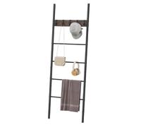 HOMASIS Porta Asciugamani da Terra a 4 Ripiani in Metallo, Blu | Scaffale Scala Industriale con 5 Ganci, Portasciugamani da Parete per Vestiti e Giornali, Soggiorno, Ingresso, 60 x 179 cm