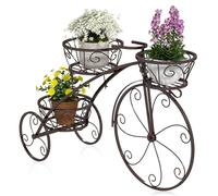 HOMASIS Portavasi a Forma di Bicicletta, Supporto per Piante in Metallo con 3 Livelli, Portapiante Scala per Piante in Stile Vintage per Giardino, Balcone, Ufficio (Bronzo, 85 x 25 x 50 cm)