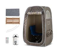 HOMASIS Sauna da Casa, Sauna Portatile con Generatore di Vapore da 3 Litri, Sauna a Vapore con Telecomando, 9 Livelli di Temperatura e 9 Timer, Sauna con Sedia Pieghevole e Massaggia Piedi (Grigio)