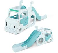HOMASIS Scivolo a Forma di Macchina, 3 in 1 Parco Giochi con Scivolamento, Guida e Arrampicata, per Bambini di 18+ Mesi, Blu