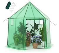 HOMASIS Serra da Balcone in PE, Serra da Giardino con Porta a Rullo, Finestra, 3 Corde e 4 Chiodi, Telaio, Casetta Invernale per Pomodori, Orto, Piante, 198 x 172 x 190 cm, Verde