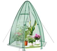 HOMASIS Serra da Balcone Invernale Esagonale, Serra da Giardino con Finestra e Porta Avvolgibile, Mini Serra per Piante in PE da Terrazzo (Verde, 160 x 160 x 183 cm)