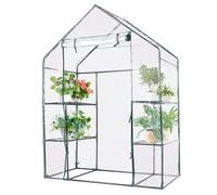 HOMASIS Serra da Giardino con Supporto per Piante, Serra per Piante Invernale, Miniserra da Balcone con Copertura in PVC e Porta Avvolgibile, 143 x 73 x 195 cm (Verde)