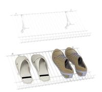 HOMASIS Set di 2 Mensole per Scarpe, Scaffale da Parete in PVC, Scarpiere Sospese Salvaspazie e FAI-DA-TE, Portascarpe per Ingresso, Bagno, Camera da Letto, 61 x 30 x 2,5 cm, Bianco