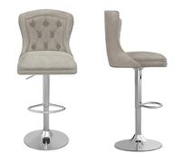 HOMASIS Set di 2 Sgabelli da Bar, Sgabello Alto e Regolabile in Altezza e Girevole a 360°, Sgabello con Schienale e Poggiapiedi, Sgabelli Cucina Moderni con Seduta in Velluto (Grigio)