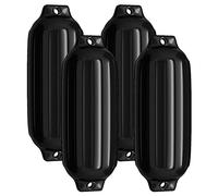 HOMASIS Set di 4 Parabordi per Barca Gonfiabili con Doppio Fori, Parabordi Gonfiabili per Imbarcazioni e Yacht, Paraurti Gonfiabile per Barche per Banchine (Nero, 50 x 14 cm)