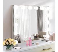 HOMASIS Specchio Trucco con 14 Luci a LED Dimmerabili, 50x40 cm, Specchio per Trucco con Controllo Touch di 3 Temperature di Colore, Specchio per Cosmetici Illuminato da Tavolo o da Parete