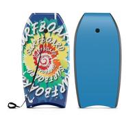 HOMASIS Tavola da Surf Mezzaluna, Tavoletta Mare in HDPE, XPE e EPS con Corda per il Polso, Bodyboard da Nuoto per Adulti e Bambini, Adatta a 6+ Anni, Portata 59 kg, 84 x 46 x 5 cm, Blu