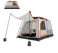 HOMASIS Tenda a Tunnel per 4-6 Persone con 2 Divisori e 3 Ingressi, Tende con Avancorridoio e Tappetino, Tenda Familiare con Borsa per il Trasporto per Campeggio, Trekking e Escursioni (Grigio)