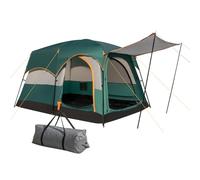 HOMASIS Tenda a Tunnel per 4-6 Persone con 2 Divisori e 3 Ingressi, Tende con Avancorridoio e Tappetino, Tenda Familiare con Borsa per il Trasporto per Campeggio, Trekking e Escursioni (Verde)