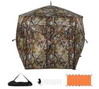 HOMASIS Tenda da Caccia Portatile per 2-4 Persone, Capanno Mimetico a Visione a 360°, Capanno da Caccia di Cervi e Tacchini con Finestre e Borsa per Trasporto (140 x 140 x 176 cm)