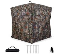 HOMASIS Tenda da Caccia Portatile per 2-4 Persone, Capanno Mimetico a Visione a 360°, Capanno da Caccia di Cervi e Tacchini con Finestre e Borsa per Trasporto (147 x 147 x 170 cm)