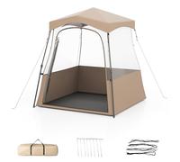 HOMASIS Tenda da Campeggio Trasparente a 360°, Tenda Pop Up con Borsa per il Trasporto, 8 Picchetti e 4 Corde Antivento, Impermeabile e Antivento, per Pesca, Birdwatching (180 x 180 x 193 cm)