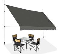 HOMASIS Tende da Sole per Esterno Estensibili, Protezione Solare Regolabile in Altezza, Tenda da Balcone senza Foratura, Tendalino Parasole con Manovella (Grigio, 4M)