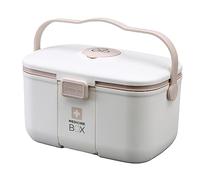 Homavit Scatola medicinali, Contenitore medicine 2 strati in plastica, con maniglia, grande Scatola porta medicine da casa, medicinebox, per conservazione medicinali (Bianco)