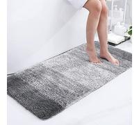 Homaxy Morbido tappeto da bagno, 60 x 120 cm, antiscivolo, lavabile, a pelo lungo, in microfibra, assorbente, colore: grigio