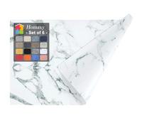 Homaxy Set di 6 tovagliette in ecopelle resistenti al calore per tavolo da pranzo, impermeabili, lavabili e lavabili, tovagliette antiscivolo facili da pulire, 30 x 43 cm, effetto marmo