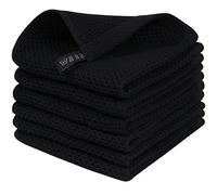 Homaxy Strofinacci da cucina in 100% cotone, ultra morbidi, assorbenti, ad asciugatura rapida, 30 x 30 cm, confezione da 6, colore nero