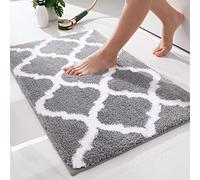 Homaxy Tappetino da bagno antiscivolo, lavabile a pelo lungo, in morbida microfibra, 40 x 60 cm, grigio